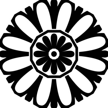 Çiçek desenli vektör geometrik Mandala tasarımı. Beyaz arka planda çiçekli noktalı bir element. Çiçekli elementler, desenli dekoratif resim. Kutlama kartları ve davetiyeler için görüntü. Mandala İlkesi..