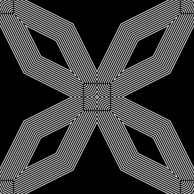 Siyah ve Beyaz Çizgiler Sadece Op Sanat Tasarımı, Vektör Kusursuz Desensiz Arkaplan. Kusursuz tek renkli desen geometrik optik illüzyon. Tek renkli tasarım desenli illüzyon arka planı. Soyut çizgili torsiyon arka planı. Soyut siyah ve beyaz desen..