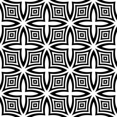 Monokrom geometrik dikişsiz desen. Siyah ve beyaz basit basit geometrik dikişsiz model arka plan. Modern, pürüzsüz geometri kalıpları kareler, siyah ve beyaz soyut arka plan, yastık izi, monokrom desen, hipster moda tasarımı..