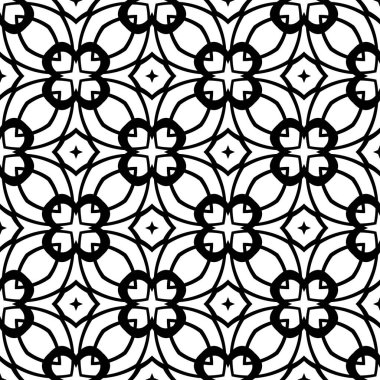 Monokrom geometrik dikişsiz desen. Siyah ve beyaz basit basit geometrik dikişsiz model arka plan. Modern, pürüzsüz geometri kalıpları kareler, siyah ve beyaz soyut arka plan, yastık izi, monokrom desen, hipster moda tasarımı..