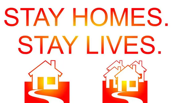 Evde kal ve evde kal - Covid - 19 salgını. Evde kal. covid - 19. Vektör illüstrasyonu.