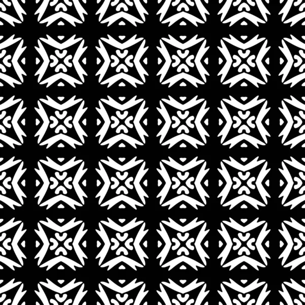 モノクロ幾何学的なシームレスなパターン 黒と白のシンプルな形状幾何学的なシームレスなパターンの背景 現代のシームレスな幾何学的なパターンの正方形 黒と白の抽象的な幾何学的な背景 枕の印刷 モノクロのテクスチャ ヒップスターファッションデザイン — ストック写真
