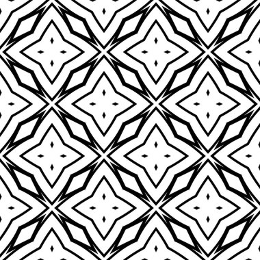 Soyut, kusursuz geometri kalıpları. Klasik etnik tarzda zarif siyah beyaz arka plan süslemesiz doku. Soyut geometrik arkaplan, ince yastık baskısı, tek renkli retro doku, hipster moda tasarımı..