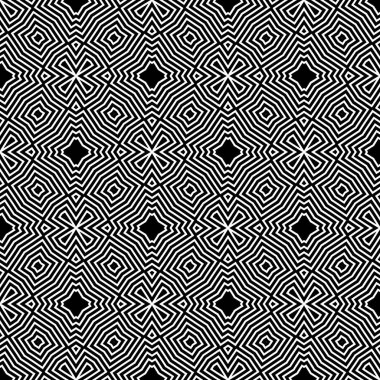 Dekoratif modern geometrik desensiz arkaplan deseni çizimi. Siyah ve beyaz çizgilere göre desen. Siyah ve beyaz soyut üçgenler, pürüzsüz geometrik desen, vektör illüstrasyonu. Siyah ve Beyaz Operasyon Sanat Tasarım Vektörü.