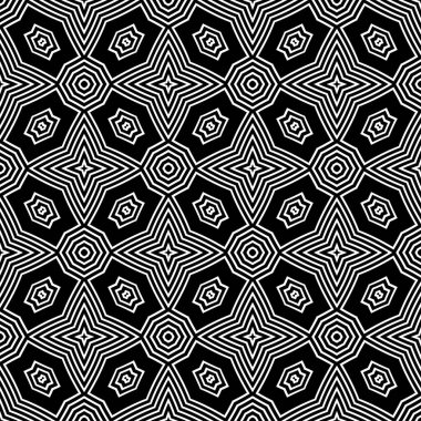 Dekoratif modern geometrik desensiz arkaplan deseni çizimi. Siyah ve beyaz çizgilere göre desen. Siyah ve beyaz soyut üçgenler, pürüzsüz geometrik desen, vektör illüstrasyonu. Siyah ve Beyaz Operasyon Sanat Tasarım Vektörü.