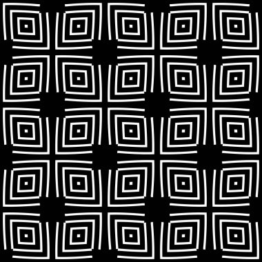 Operasyon sanat tasarımında pürüzsüz geometrik desen. Zigzag pürüzsüz arka plan. Kusursuz Labirent Özgeçmişi. Vektör serileri. Karede pürsüz siyah-beyaz desen. Kusursuz geometrik desen.