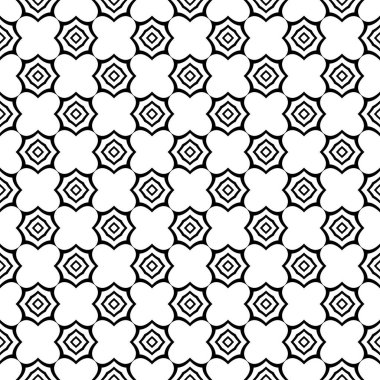 Kusursuz tek renkli geometrik desen tasarla. Soyut çizgili arkaplan. Vector dikişsiz kafes deseni. Monokrom trellilerle modern stil dokusu. Tekrarlayan geometrik ızgara. Basit grafik tasarımı arkaplanı. Vektör Kusursuz Siyah & Beyaz Yuvarlak.