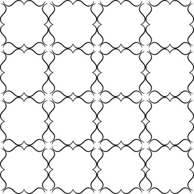 Siyah beyaz süs. Dalgalı çizgilerle geometrik tekrarlama deseni 