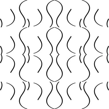 Siyah beyaz süs. Dalgalı çizgilerle geometrik tekrarlama deseni 