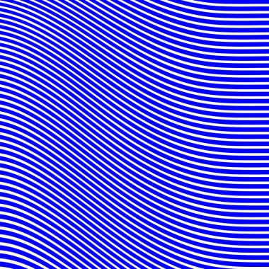 Dalgalı çizgilerin soyut deseni ya da mavi ve beyaz çizgilerin arka planı. Vektör bükülmüş çizgiler. Modern moda soyut desen 