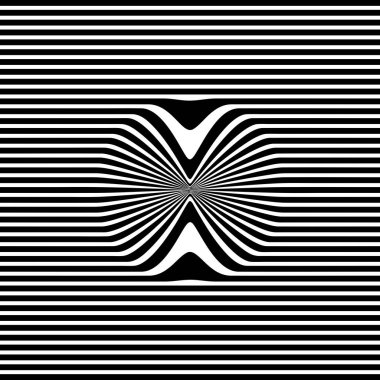 Dalgalı çizgilerin soyut deseni ya da dalgalı üç boyutlu kabartma, siyah beyaz çizgili arka plan. Çarpık çizgili, modern moda eğrileri, geometrik desen, dokulu arka plan. Optik dalgalar