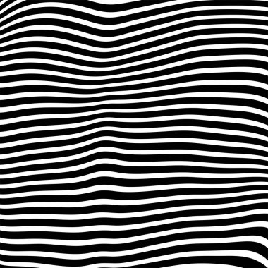 Dalgalı çizgilerin soyut deseni ya da dalgalı üç boyutlu kabartma, siyah beyaz çizgili arka plan. Çarpık çizgili, modern moda eğrileri, geometrik desen, dokulu arka plan. Optik dalgalar