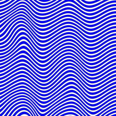 Dalgalı çizgilerin soyut deseni ya da mavi ve beyaz çizgilerin arka planı. Vektör bükülmüş çizgiler. Modern moda soyut desen 