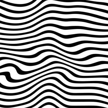 Dalgalı çizgilerin soyut deseni ya da dalgalı üç boyutlu kabartma, siyah beyaz çizgili arka plan. Çarpık çizgili, modern moda eğrileri, geometrik desen, dokulu arka plan. Optik dalgalar