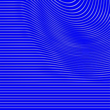 Dalgalı çizgilerin soyut deseni ya da mavi ve beyaz çizgilerin arka planı. Vektör bükülmüş çizgiler. Modern moda soyut desen 