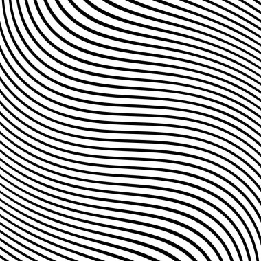 Dalgalı çizgilerin ya da siyah beyaz çizgilerin soyut desenleri. Vektör bükülmüş çizgiler. Modern moda soyut desen 