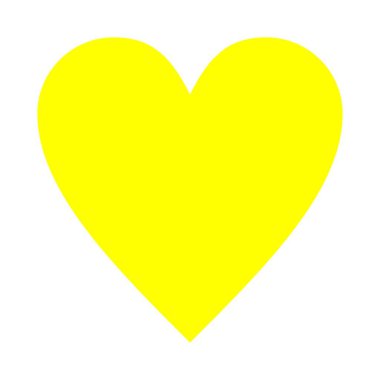 Beyaz arkaplanda izole edilmiş sarı kalp düz simgesi 