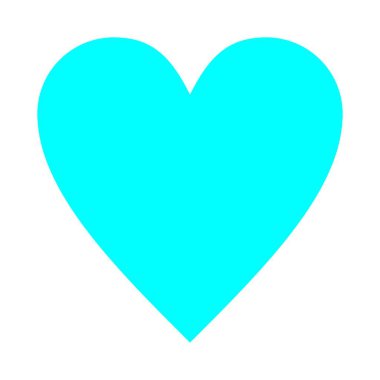 Cyan kalp düz simgesi beyaz arkaplanda izole 