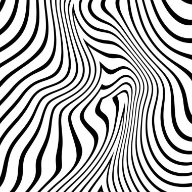 Abstract pattern of wavy stripes or black and white lines background. Vector twisted curved stripes. Modern trendy abstract pattern  clipart