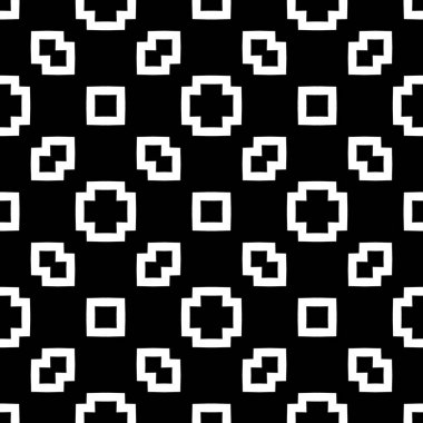 Siyah ve beyaz renklerde soyut süslemeleri olan kusursuz desen