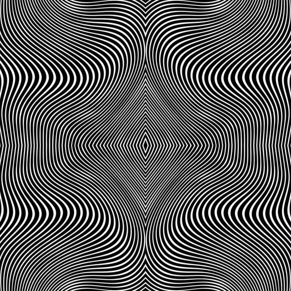 Dalgalı çizgilerin ya da siyah beyaz çizgilerin soyut desenleri. Vektör bükülmüş çizgiler. Modern moda soyut desen 