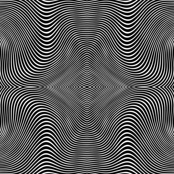 Dalgalı çizgilerin ya da siyah beyaz çizgilerin soyut desenleri. Vektör bükülmüş çizgiler. Modern moda soyut desen 