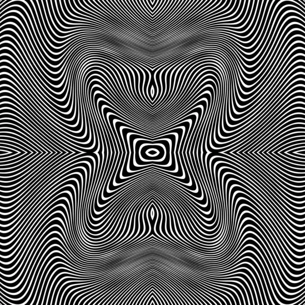 Dalgalı çizgilerin ya da siyah beyaz çizgilerin soyut desenleri. Vektör bükülmüş çizgiler. Modern moda soyut desen 