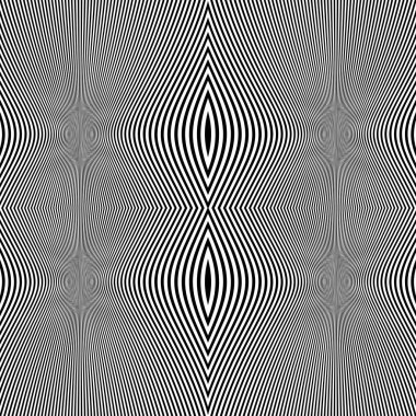 Dalgalı çizgilerin ya da siyah beyaz çizgilerin soyut desenleri. Vektör bükülmüş çizgiler. Modern moda soyut desen 