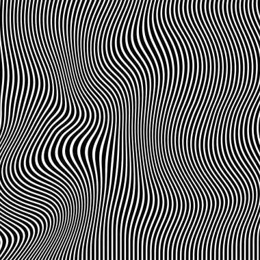 Dalga çizgileri. Dalgalı desenler, kıvrımlı çizgiler. Optik sanat geçmişi. Siyah beyaz dizayn et. Psikedelik çizgili dijital resim