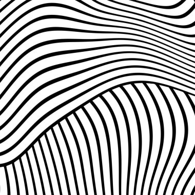 Dalga çizgileri. Dalgalı desenler, kıvrımlı çizgiler. Optik sanat geçmişi. Siyah beyaz dizayn et. Psikedelik çizgili dijital resim