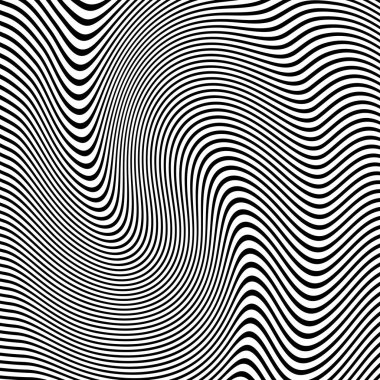 Dalga çizgileri. Dalgalı desenler, kıvrımlı çizgiler. Optik sanat geçmişi. Siyah beyaz dizayn et. Psikedelik çizgili dijital resim