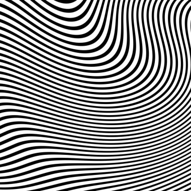 Dalga çizgileri. Dalgalı desenler, kıvrımlı çizgiler. Optik sanat geçmişi. Siyah beyaz dizayn et. Psikedelik çizgili dijital resim