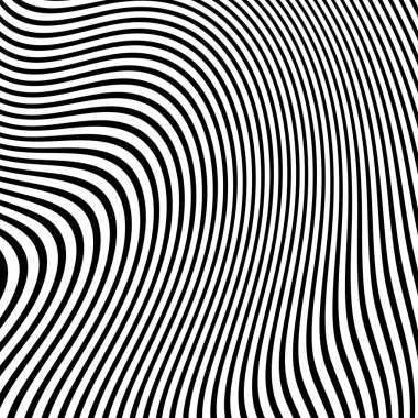 Dalga çizgileri. Dalgalı desenler, kıvrımlı çizgiler. Optik sanat geçmişi. Siyah beyaz dizayn et. Psikedelik çizgili dijital resim