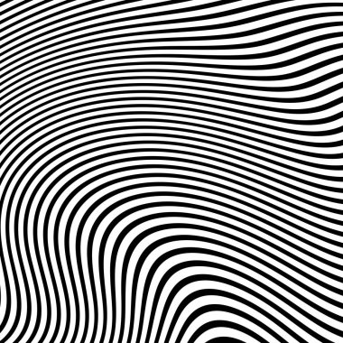 Dalga çizgileri. Dalgalı desenler, kıvrımlı çizgiler. Optik sanat geçmişi. Siyah beyaz dizayn et. Psikedelik çizgili dijital resim