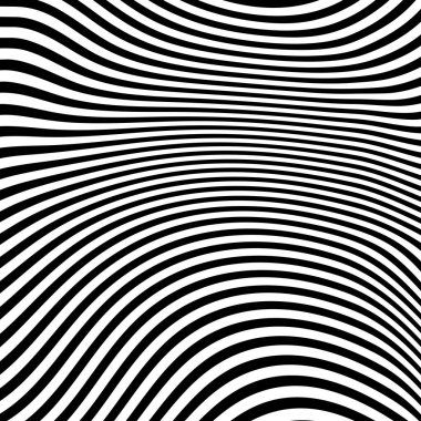 Dalgalı çizgilerin ya da siyah beyaz çizgilerin soyut desenleri. Vektör bükülmüş çizgiler. Modern moda soyut desen 