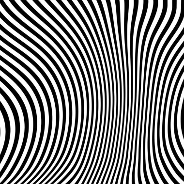 Dalgalı çizgilerin ya da siyah beyaz çizgilerin soyut desenleri. Vektör bükülmüş çizgiler. Modern moda soyut desen 