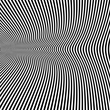 Dalgalı çizgilerin ya da siyah beyaz çizgilerin soyut desenleri. Vektör bükülmüş çizgiler. Modern moda soyut desen 