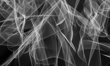 Tütsü dumanı lekeli soyut zemin. Siyah arkaplan üzerinde şeffaf dumanlı tütsü kokusu ve aromatik renkli tütsü. Taranmış Soyut Arkaplan. Fırça darbeli resim.