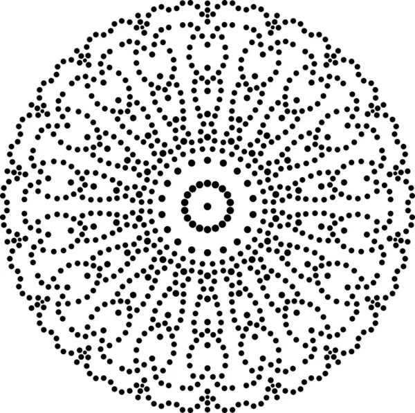 Mandala modern, güzel, yaratıcı, soyut, dairesel dairesel desenler. Noktalar, soyut arkaplan dizaynı. Güzel, soyut desen, beyaz bir arkaplan üzerinde siyah daireler şeklinde mandala. Vektör, çiçek, çiçek, desenli.