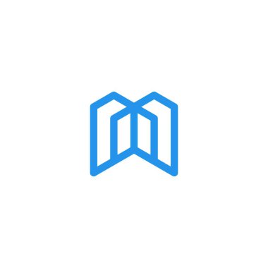 M harfi logosu kesik kesik ve çizgilerle moden tarzında. Vektör