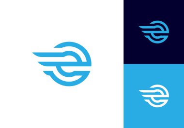 Kanat ögesiyle modern logo e harfi