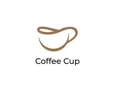 Kafe logosu hipster. Çizgi ana hatları klasik tarzında fincan simgesi vektörü.