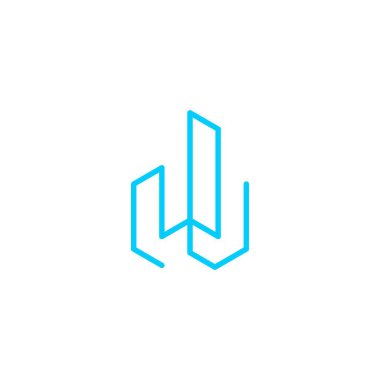 W harfi inşa hattı logo tasarımı ilhamı