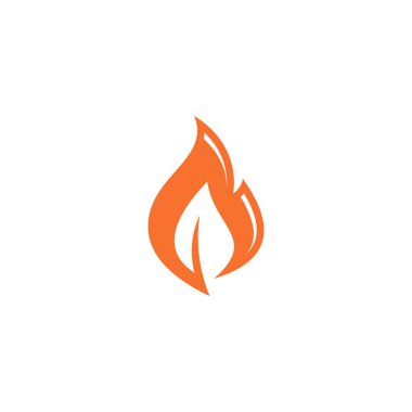 Ateş ve Yaprak Kombinasyonu Soyut Şekil Logosu Konsepti