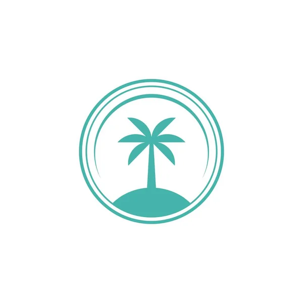 Palmiye Ağacıyla Vektör Logo Tasarımı Şablonu Soyut Yaz Tatil Rozeti — Stok Vektör