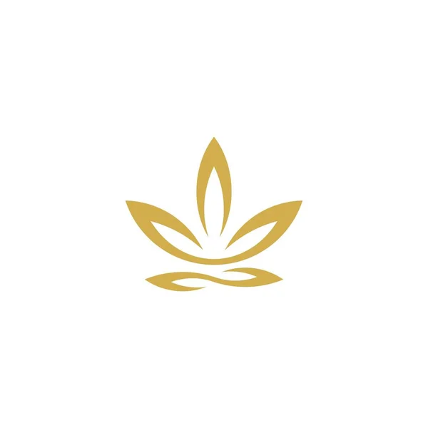 Abstraktes Marihuana Cannabis Ganja Für Cbd Einfaches Einzigartiges Gold Logo — Stockvektor