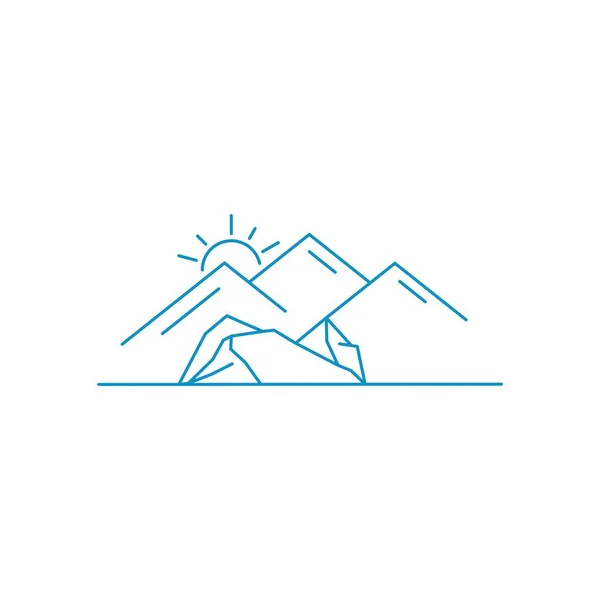 Basit Soyut Dağ Çizgisi Sanat Minimalist Logo Vektörü Resmetme Şablonu — Stok Vektör