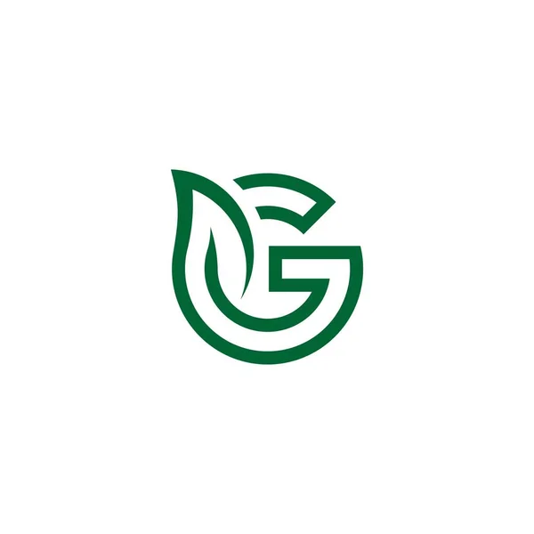 Initiële Letter Met Blad Modern Logo Groen Blad Logo Template — Stockvector