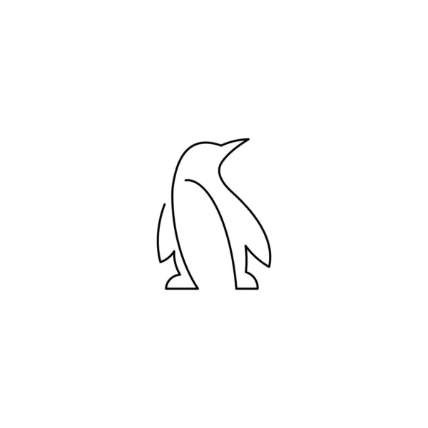 Svart Linje Pingviner Vit Bakgrund — Stock vektor