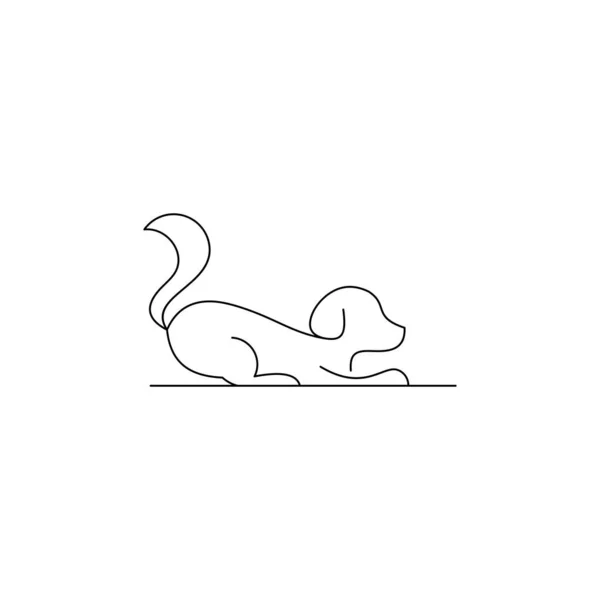 Вектор Лінійного Силуету Собаки Шаблон Значка Логотипу Собаки — стоковий вектор